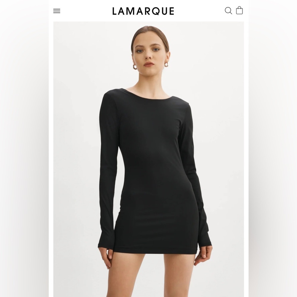 NWT LAMARQUE Black Open Back Long Sleeve Mini Dress - Size XS